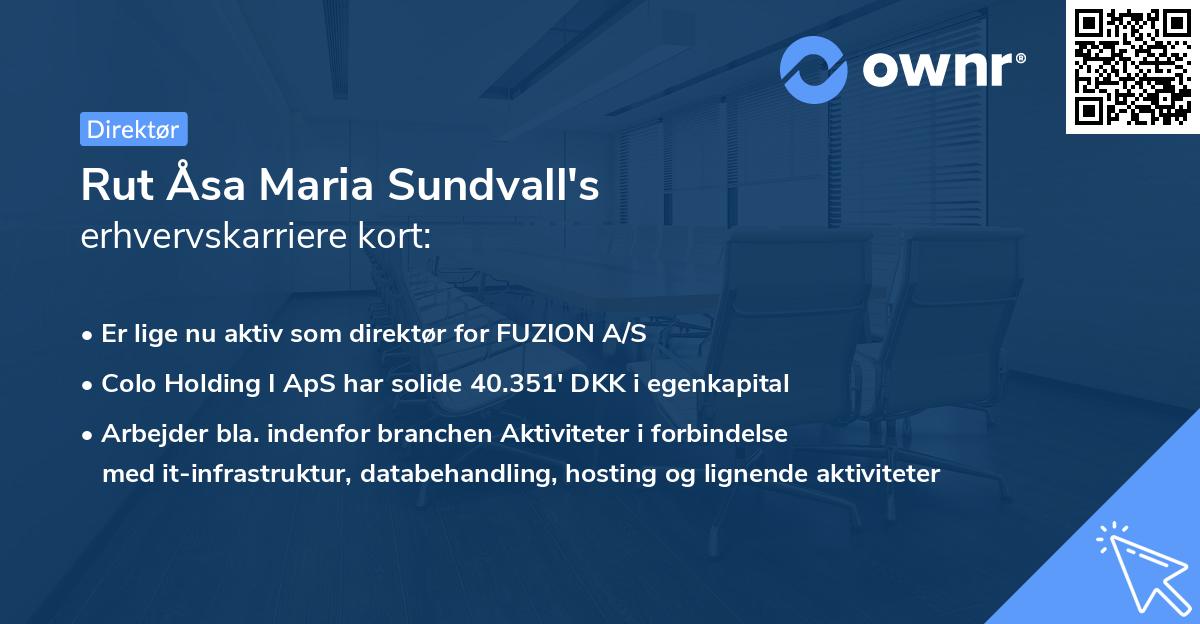 Rut Åsa Maria Sundvall's erhvervskarriere kort