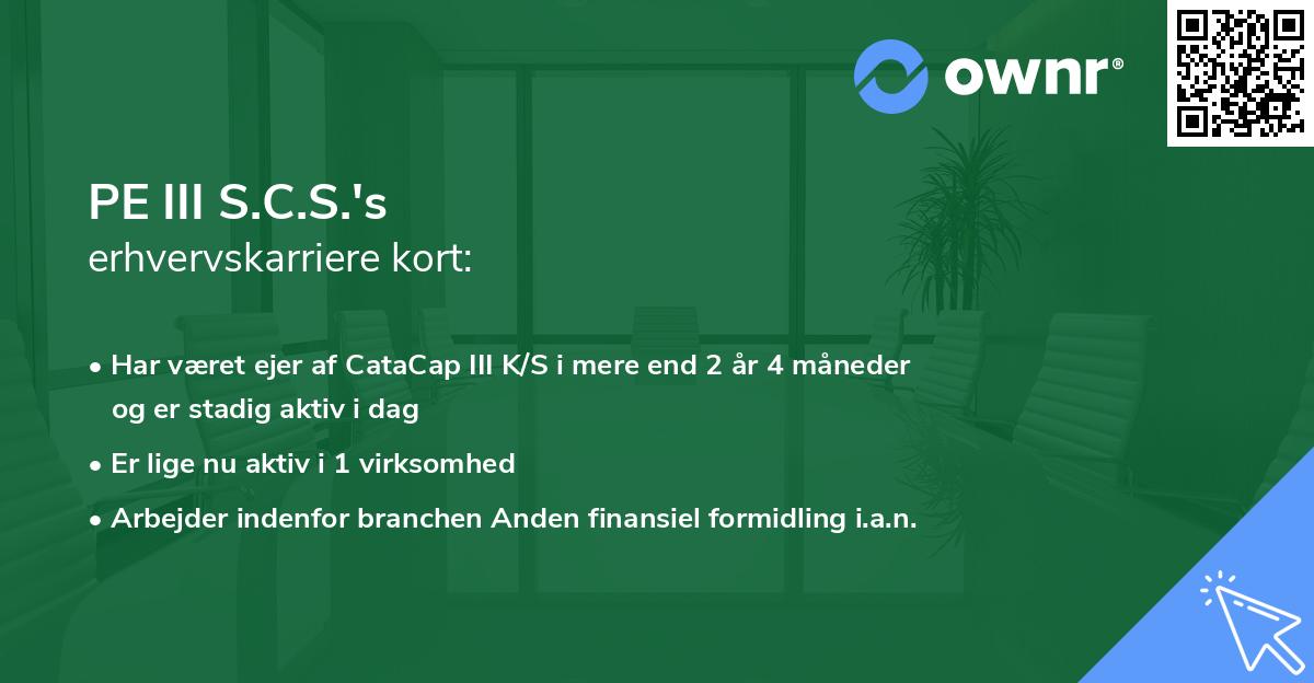 PE III S.C.S.'s erhvervskarriere kort
