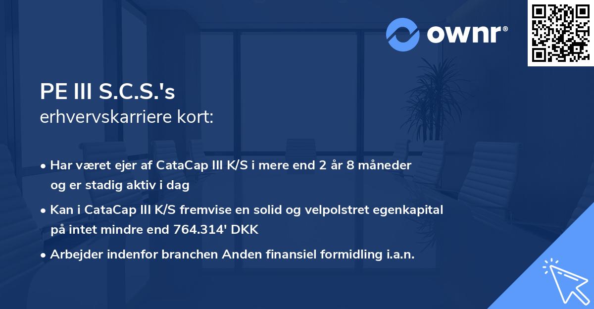 PE III S.C.S.'s erhvervskarriere kort