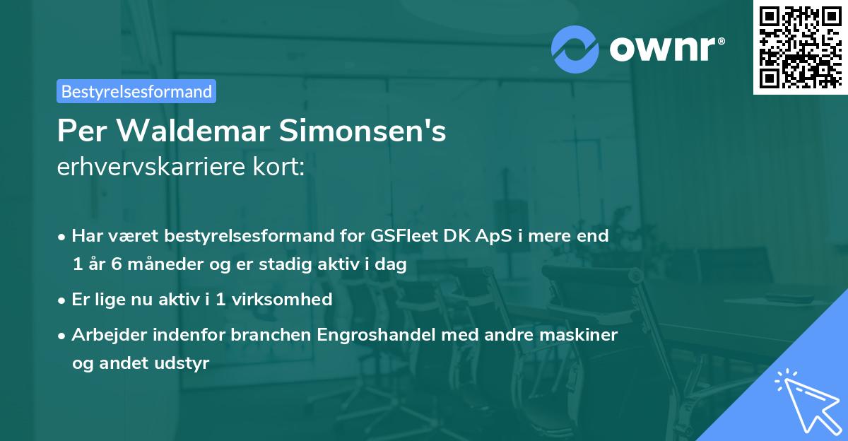 Per Waldemar Simonsen's erhvervskarriere kort