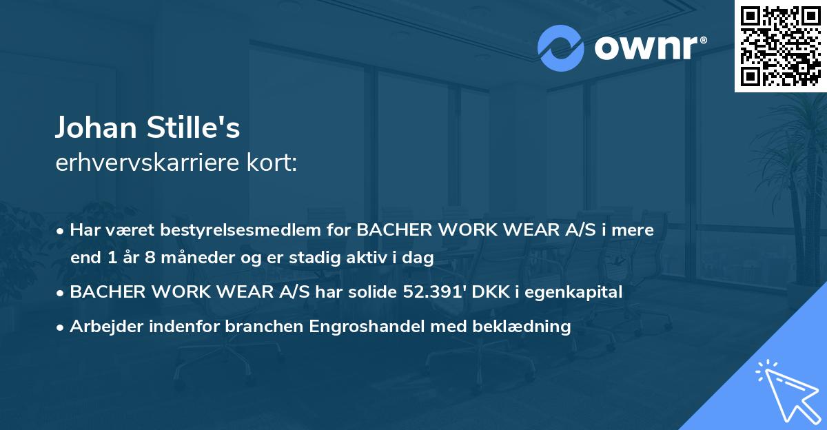 Johan Stille's erhvervskarriere kort