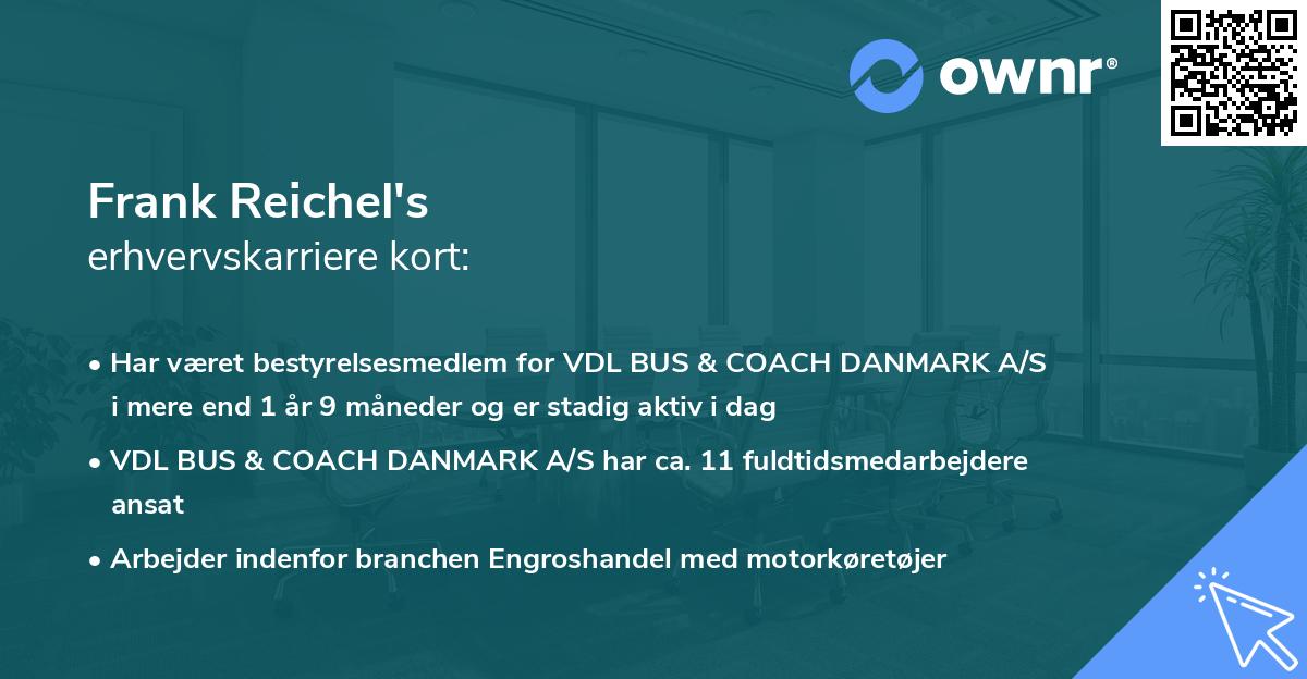 Frank Reichel's erhvervskarriere kort