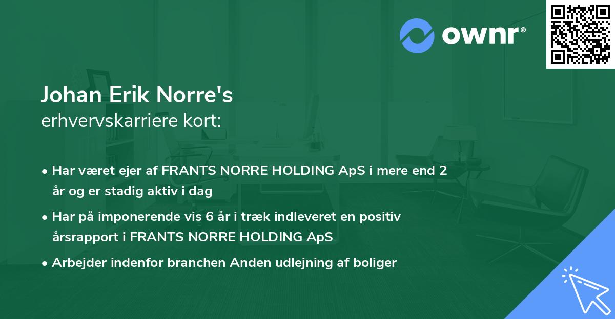 Johan Erik Norre's erhvervskarriere kort