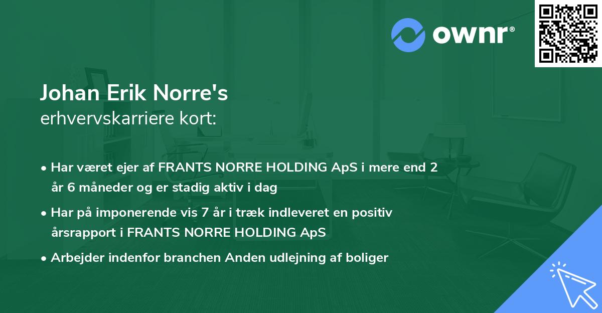 Johan Erik Norre's erhvervskarriere kort