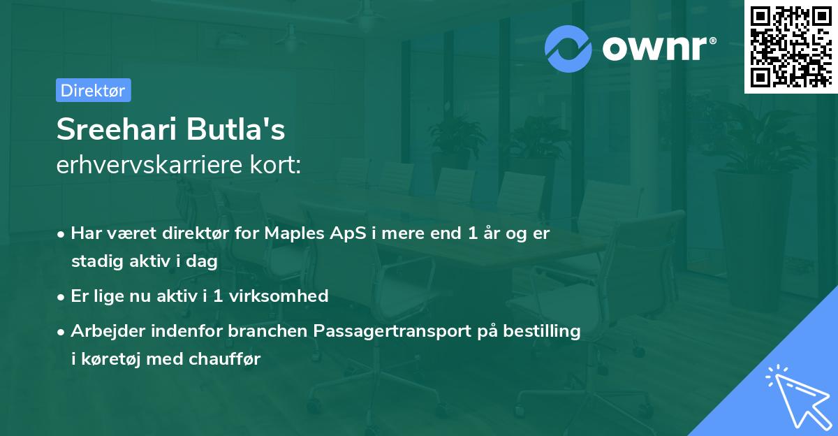 Sreehari Butla's erhvervskarriere kort