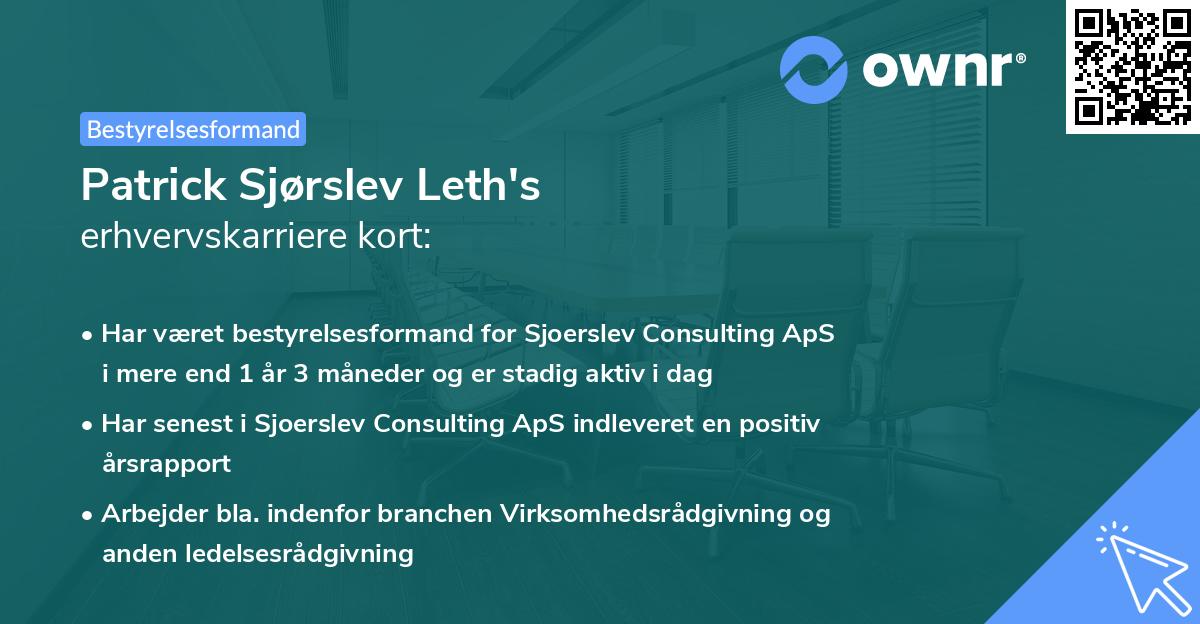 Patrick Sjørslev Leth's erhvervskarriere kort