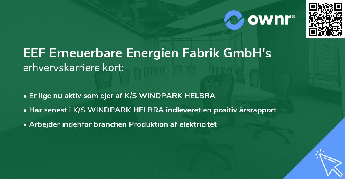 EEF Erneuerbare Energien Fabrik GmbH's erhvervskarriere kort