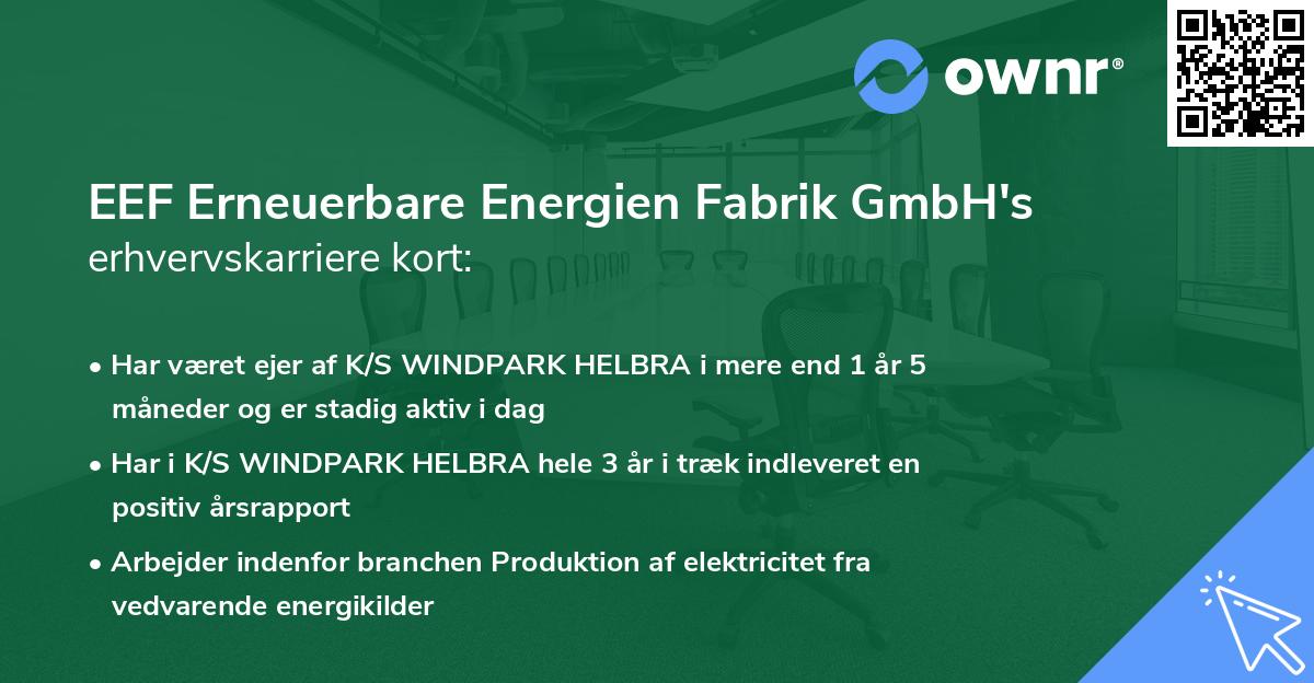 EEF Erneuerbare Energien Fabrik GmbH's erhvervskarriere kort