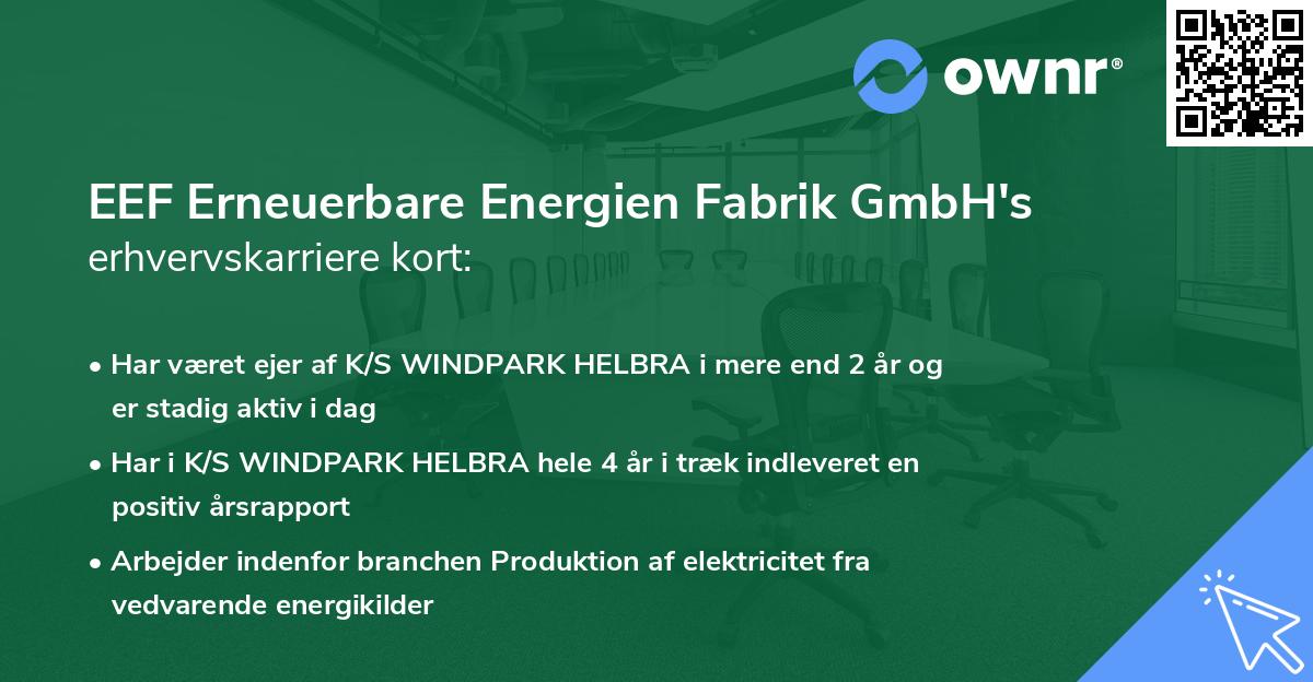 EEF Erneuerbare Energien Fabrik GmbH's erhvervskarriere kort