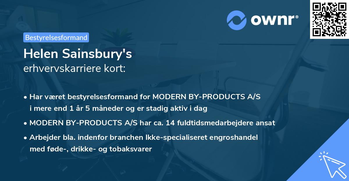 Helen Sainsbury's erhvervskarriere kort