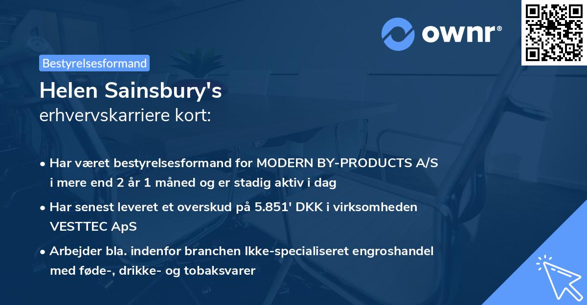 Helen Sainsbury's erhvervskarriere kort