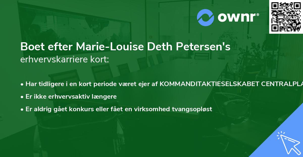 Boet efter Marie-Louise Deth Petersen's erhvervskarriere kort