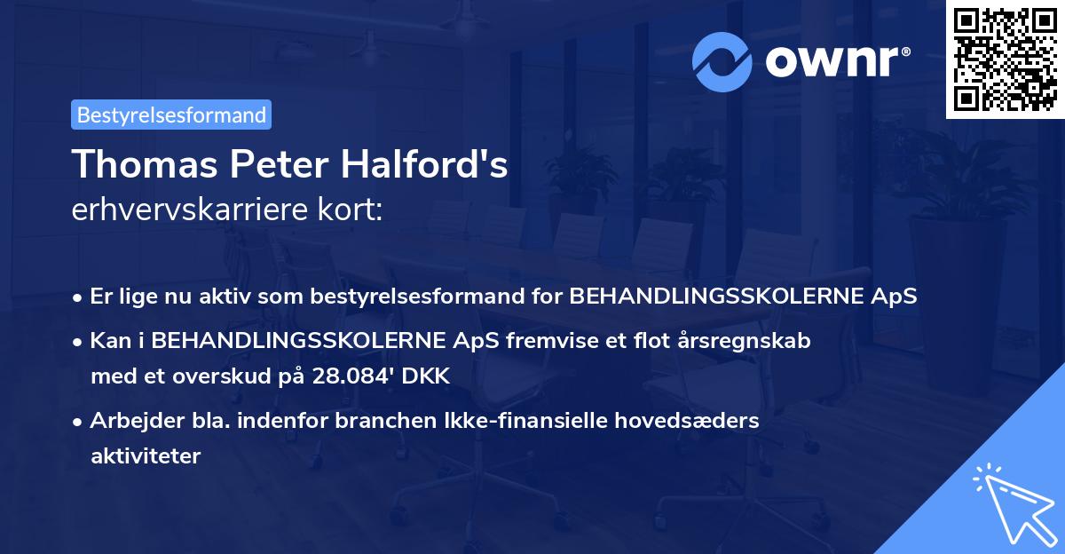 Thomas Peter Halford's erhvervskarriere kort