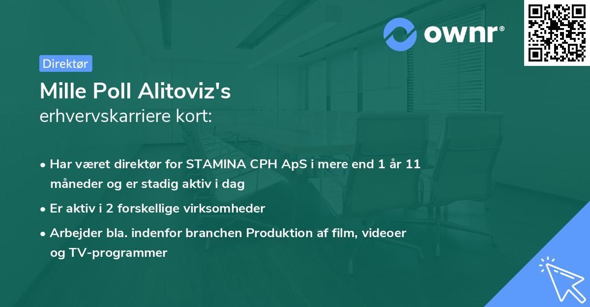 Mille Poll Alitoviz's erhvervskarriere kort