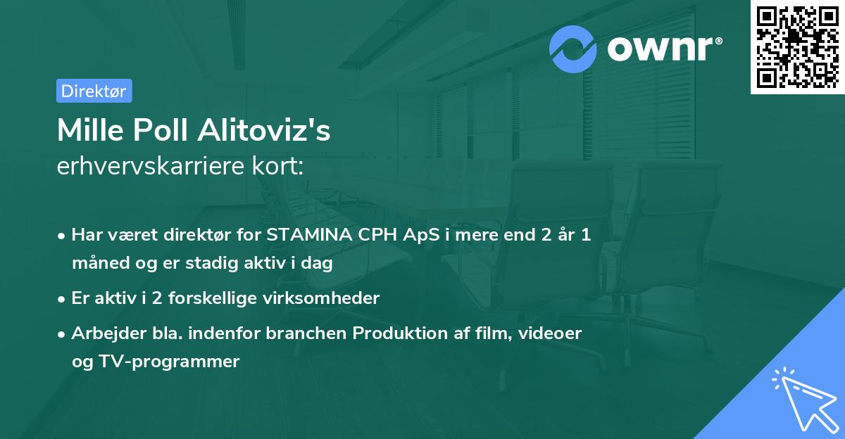 Mille Poll Alitoviz's erhvervskarriere kort