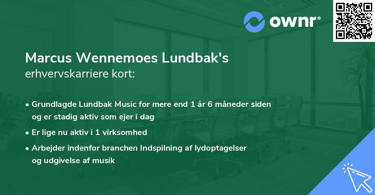 Marcus Wennemoes Lundbak's erhvervskarriere kort
