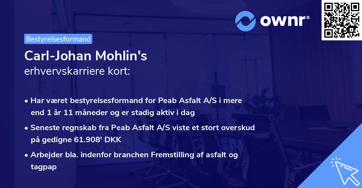 Carl-Johan Mohlin's erhvervskarriere kort