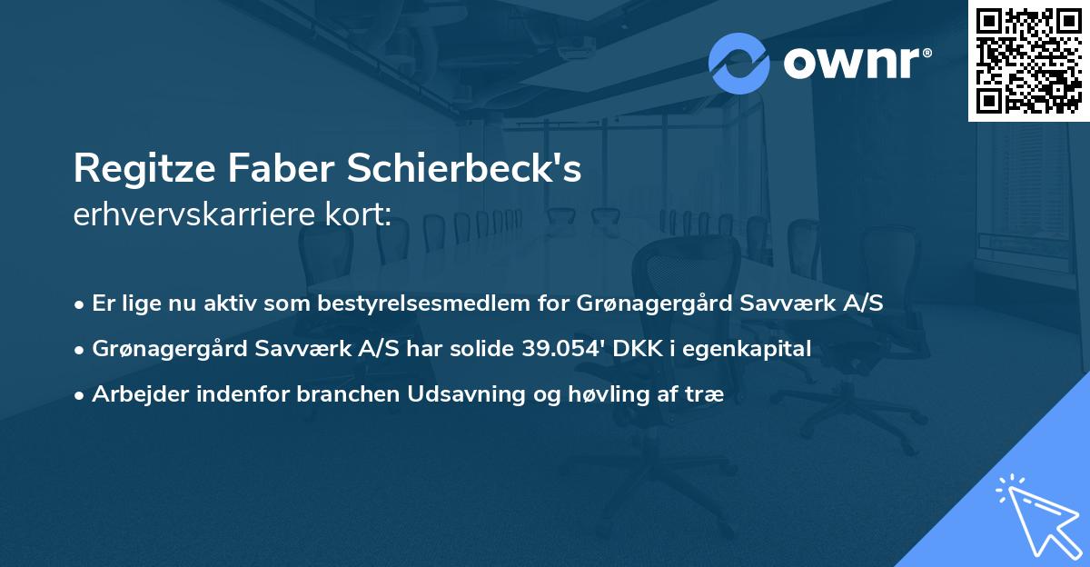 Regitze Faber Schierbeck's erhvervskarriere kort