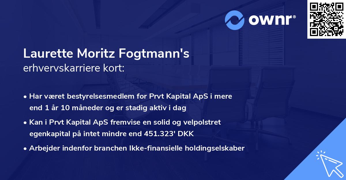 Laurette Moritz Fogtmann's erhvervskarriere kort