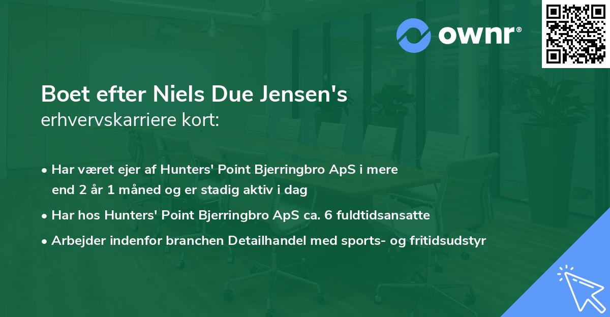Boet efter Niels Due Jensen's erhvervskarriere kort