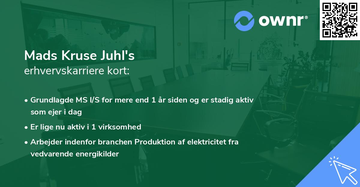 Mads Kruse Juhl's erhvervskarriere kort