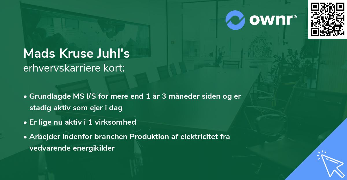 Mads Kruse Juhl's erhvervskarriere kort