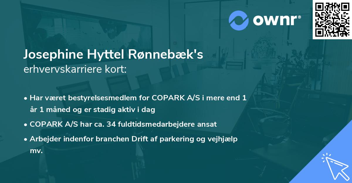 Josephine Hyttel Rønnebæk's erhvervskarriere kort