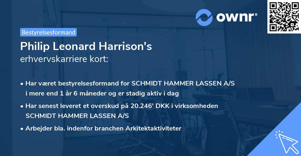 Philip Leonard Harrison's erhvervskarriere kort