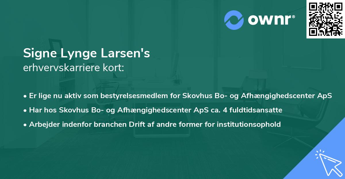 Signe Lynge Larsen's erhvervskarriere kort