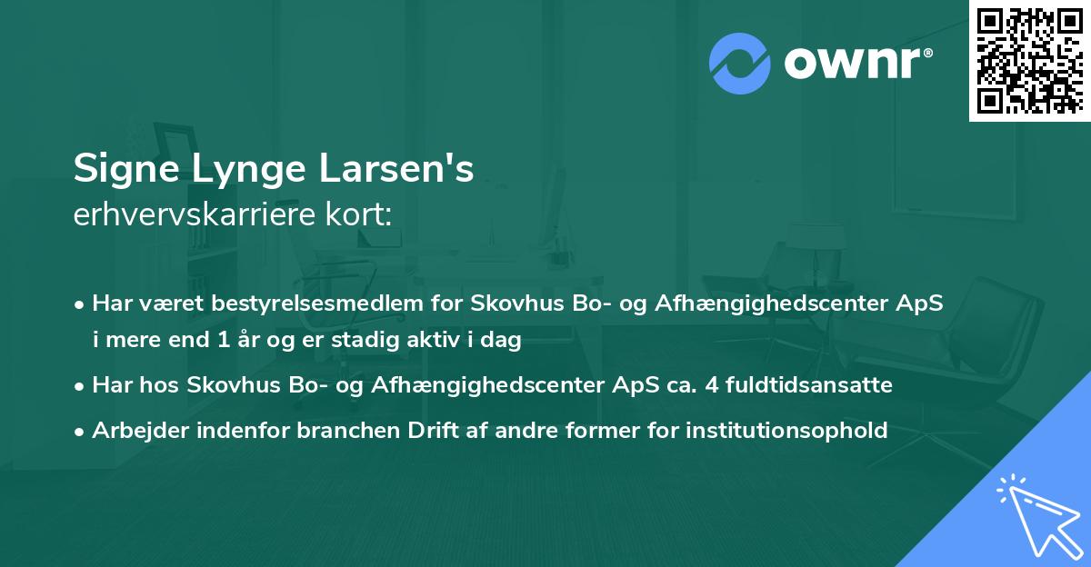 Signe Lynge Larsen's erhvervskarriere kort