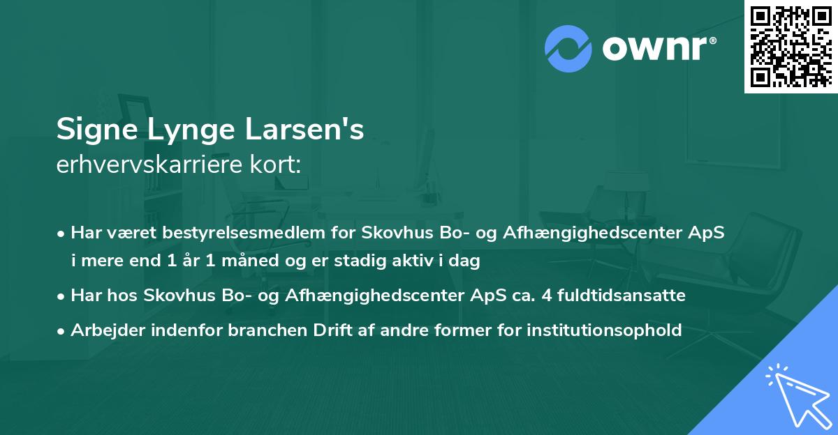 Signe Lynge Larsen's erhvervskarriere kort