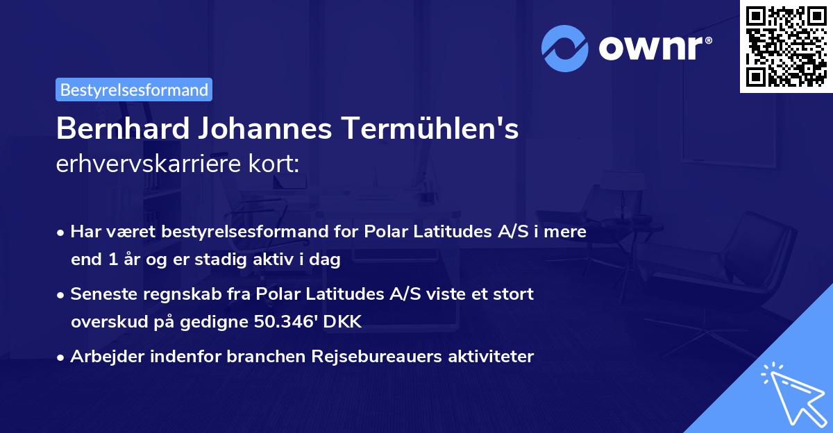 Bernhard Johannes Termühlen's erhvervskarriere kort
