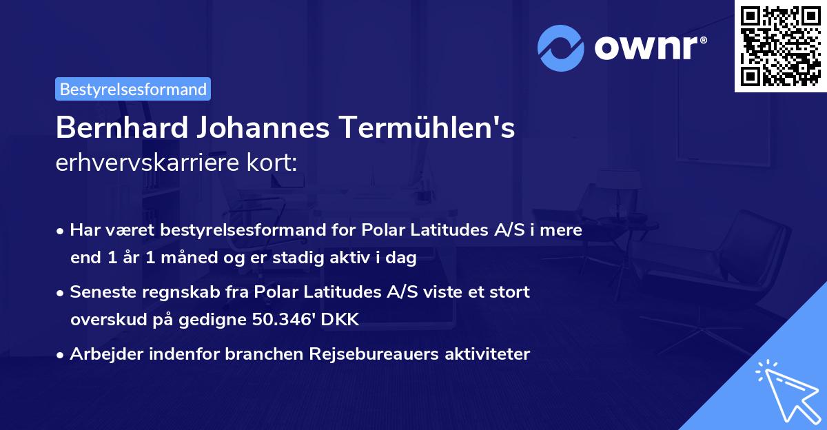 Bernhard Johannes Termühlen's erhvervskarriere kort