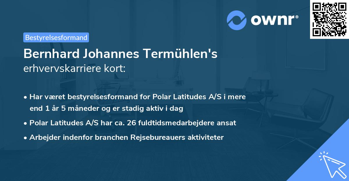 Bernhard Johannes Termühlen's erhvervskarriere kort