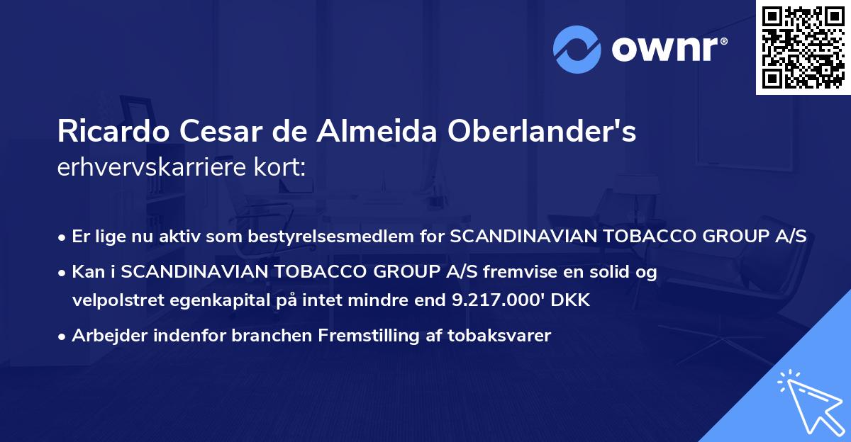 Ricardo Cesar de Almeida Oberlander's erhvervskarriere kort