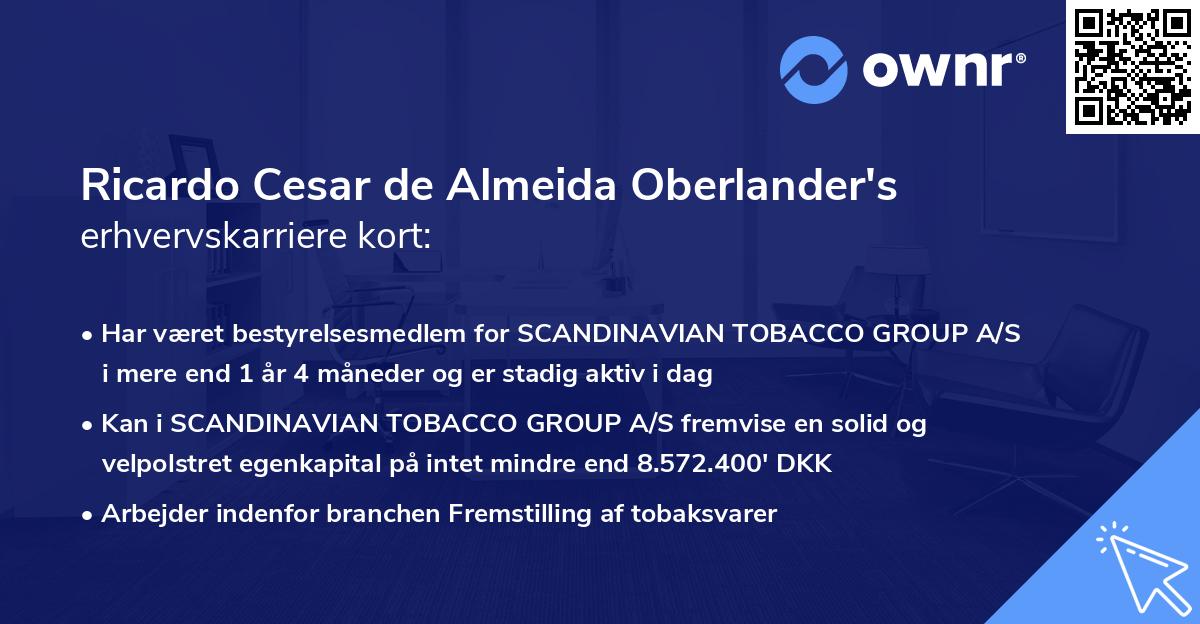 Ricardo Cesar de Almeida Oberlander's erhvervskarriere kort
