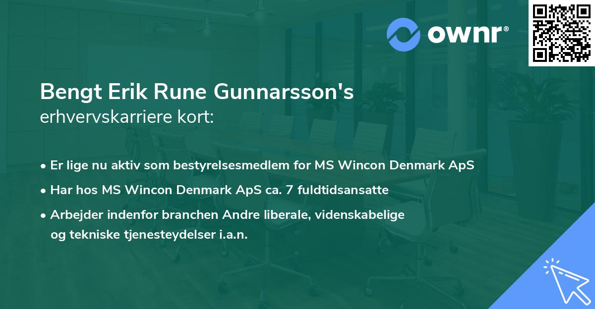 Bengt Erik Rune Gunnarsson's erhvervskarriere kort