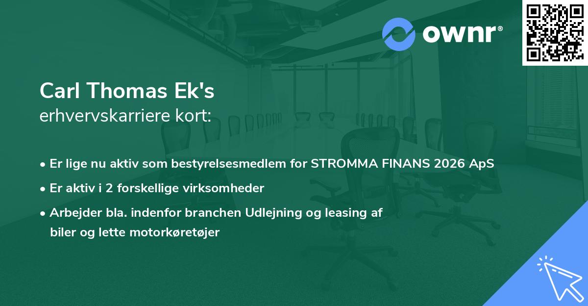 Carl Thomas Ek's erhvervskarriere kort