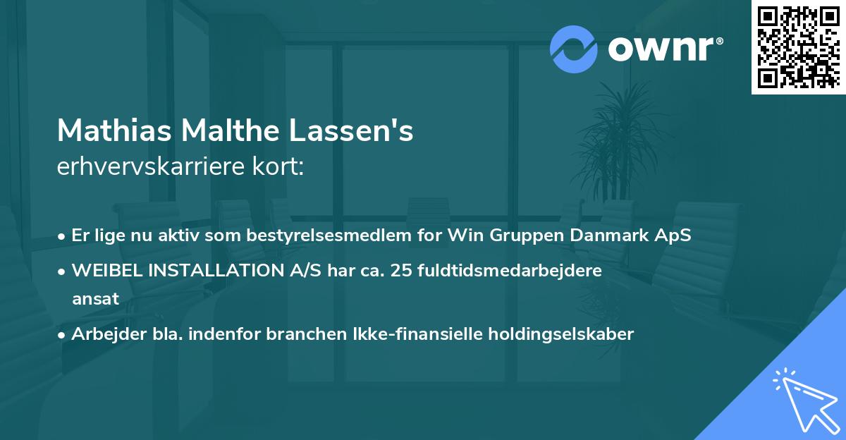 Mathias Malthe Lassen's erhvervskarriere kort