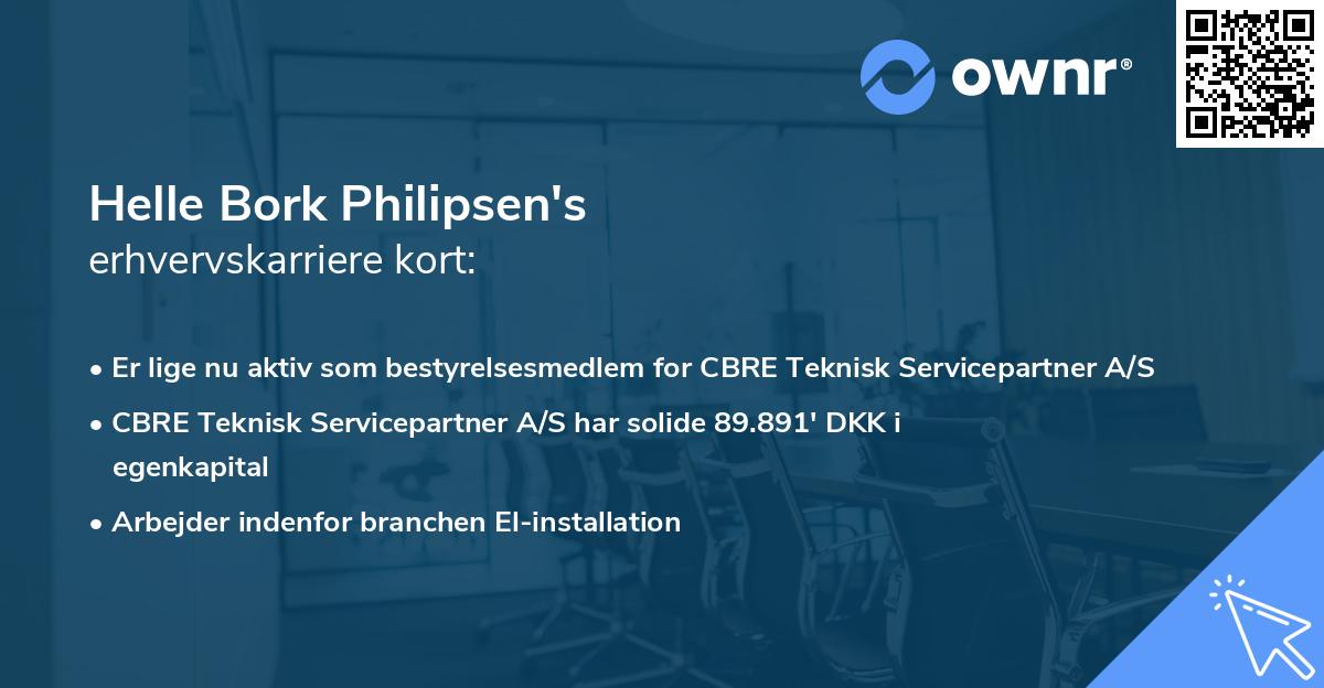 Helle Bork Philipsen's erhvervskarriere kort