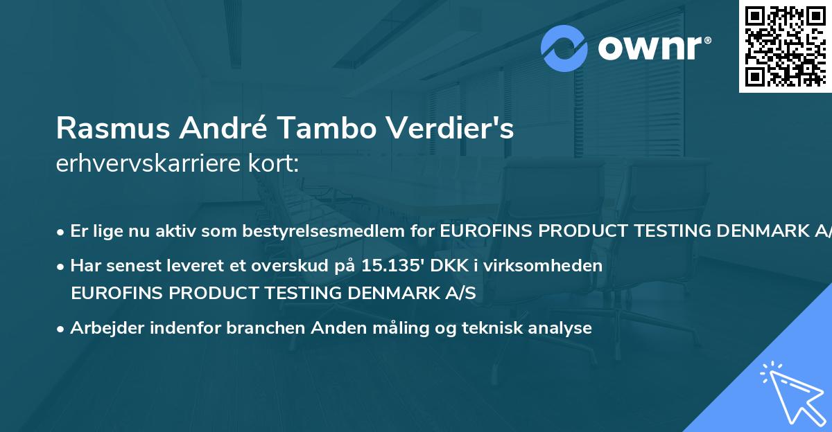 Rasmus André Tambo Verdier's erhvervskarriere kort
