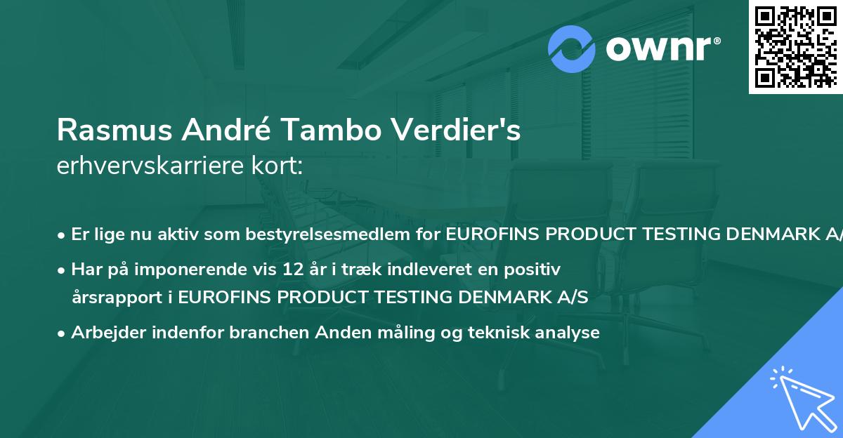 Rasmus André Tambo Verdier's erhvervskarriere kort