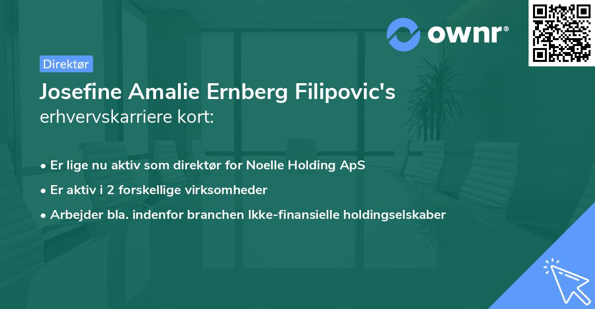 Josefine Amalie Ernberg Filipovic's erhvervskarriere kort