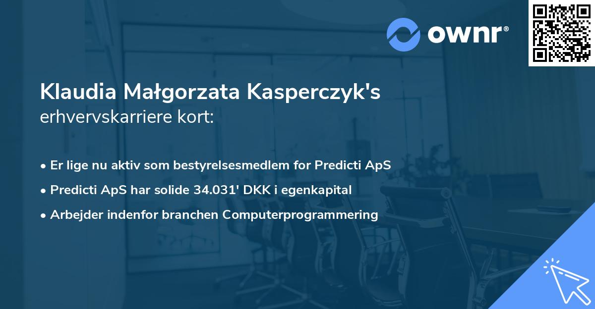 Klaudia Małgorzata Kasperczyk's erhvervskarriere kort