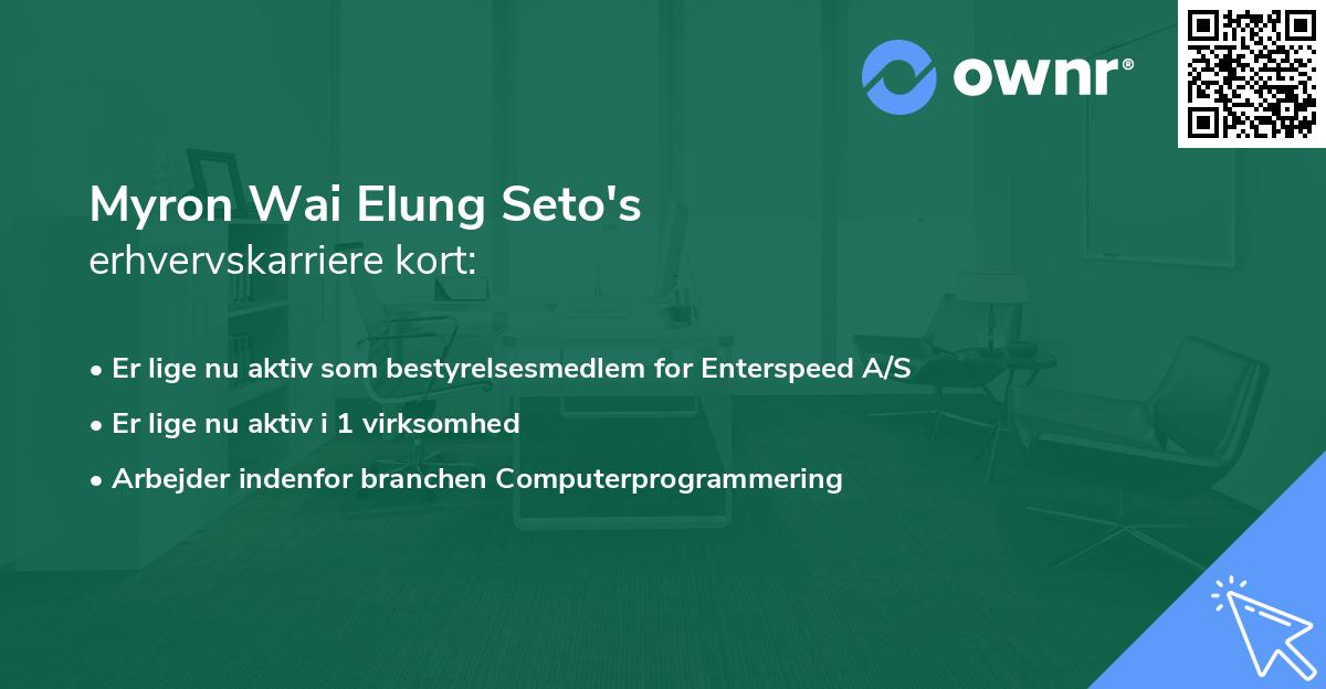 Myron Wai Elung Seto's erhvervskarriere kort