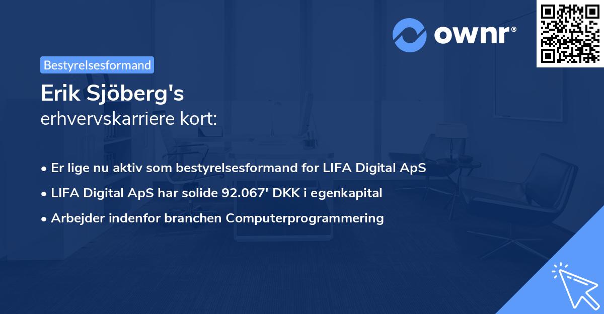 Erik Sjöberg's erhvervskarriere kort