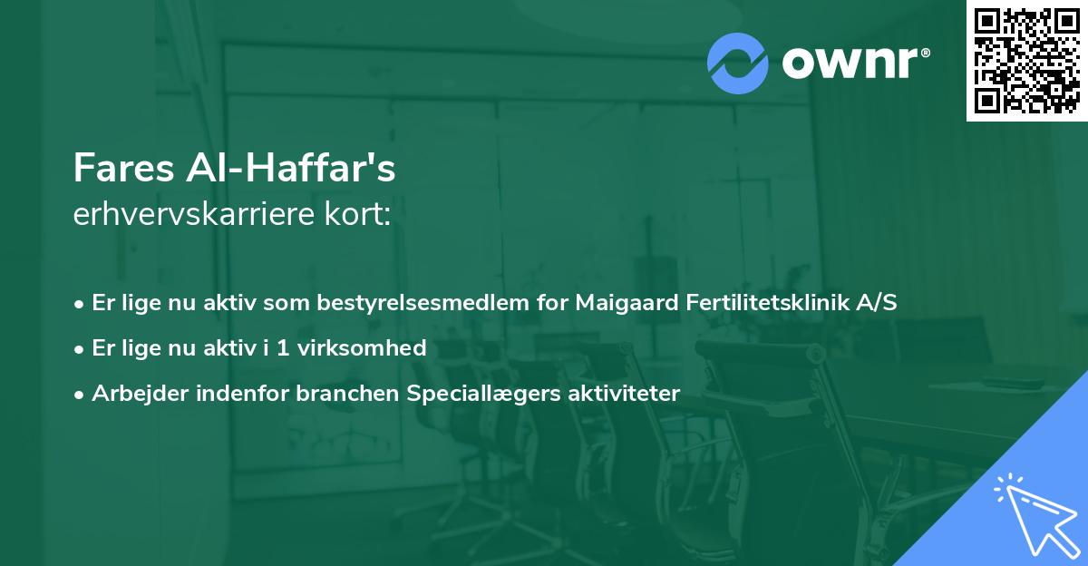 Fares Al-Haffar's erhvervskarriere kort
