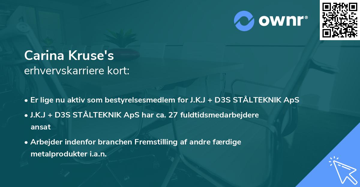 Carina Kruse's erhvervskarriere kort