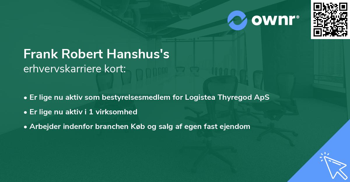 Frank Robert Hanshus's erhvervskarriere kort