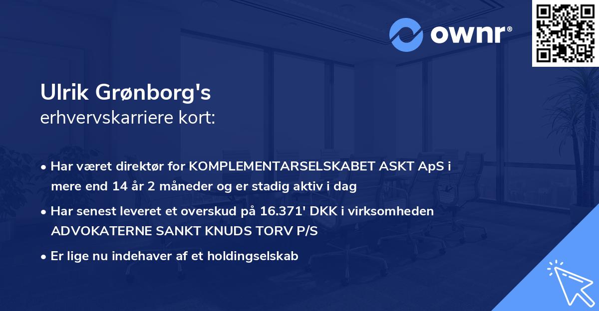 Ulrik Grønborg's erhvervskarriere kort